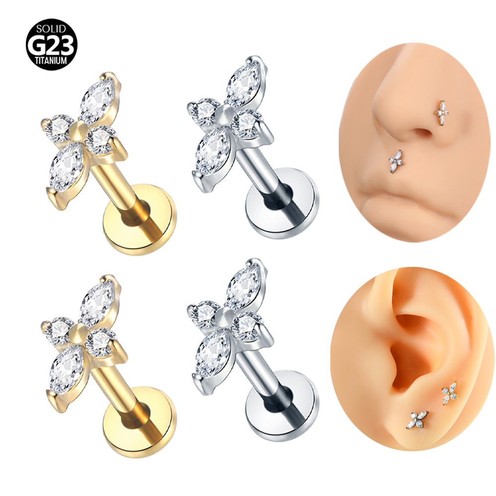 1PC G23 티타늄 라브렛 피어싱 주얼리 플랫 백 귀 - Flat Back Labret Stud 리뷰 및 가격