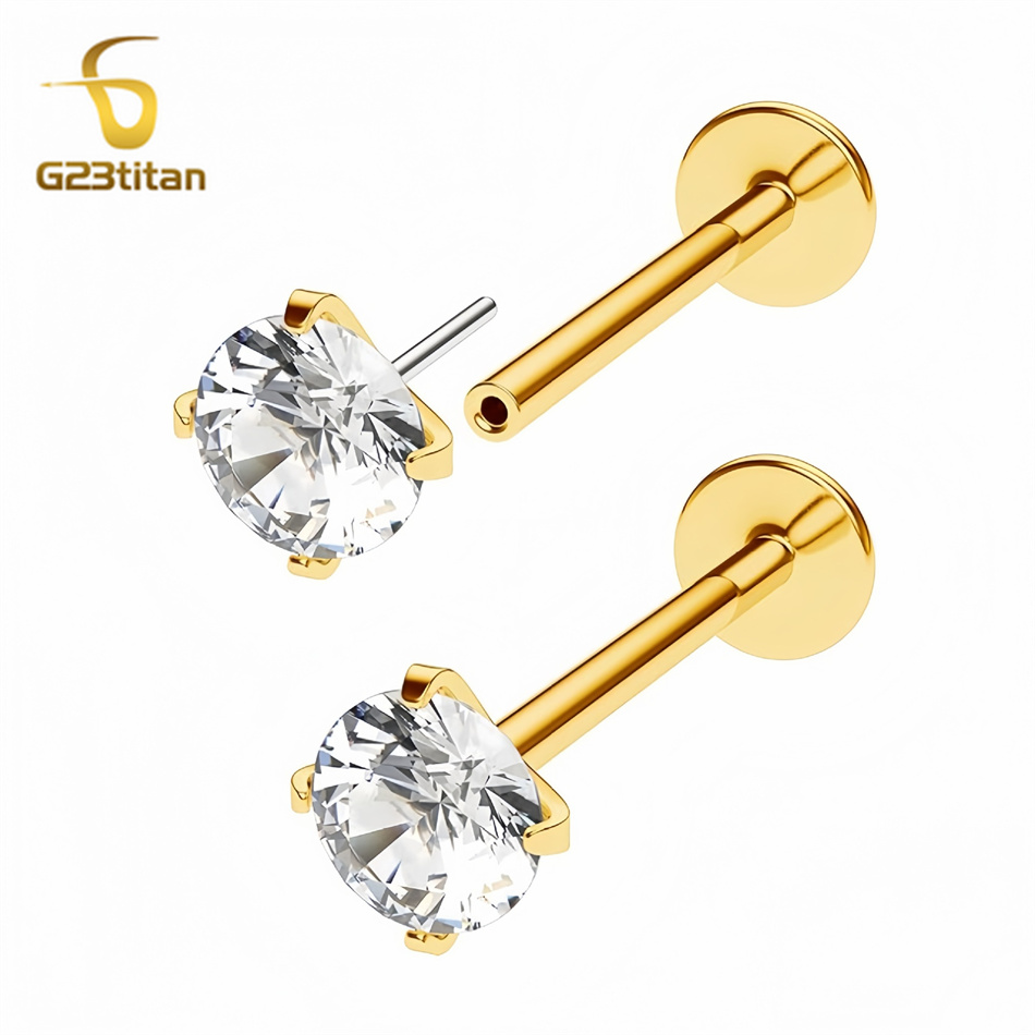 2피스 G23 티타늄 푸쉬인 귀걸이 플랫 백 20G 1 - Flat Back Labret Stud 리뷰 및 가격