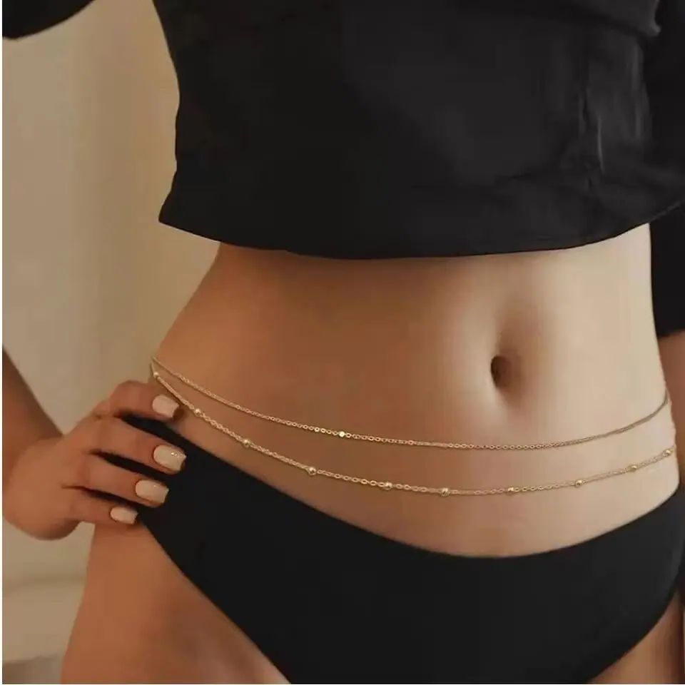 여성을위한 힙합 더블 레이어 배꼽 체인 Y2K 골드 컬 - Body Jewelry In Bulk 리뷰 및 가격