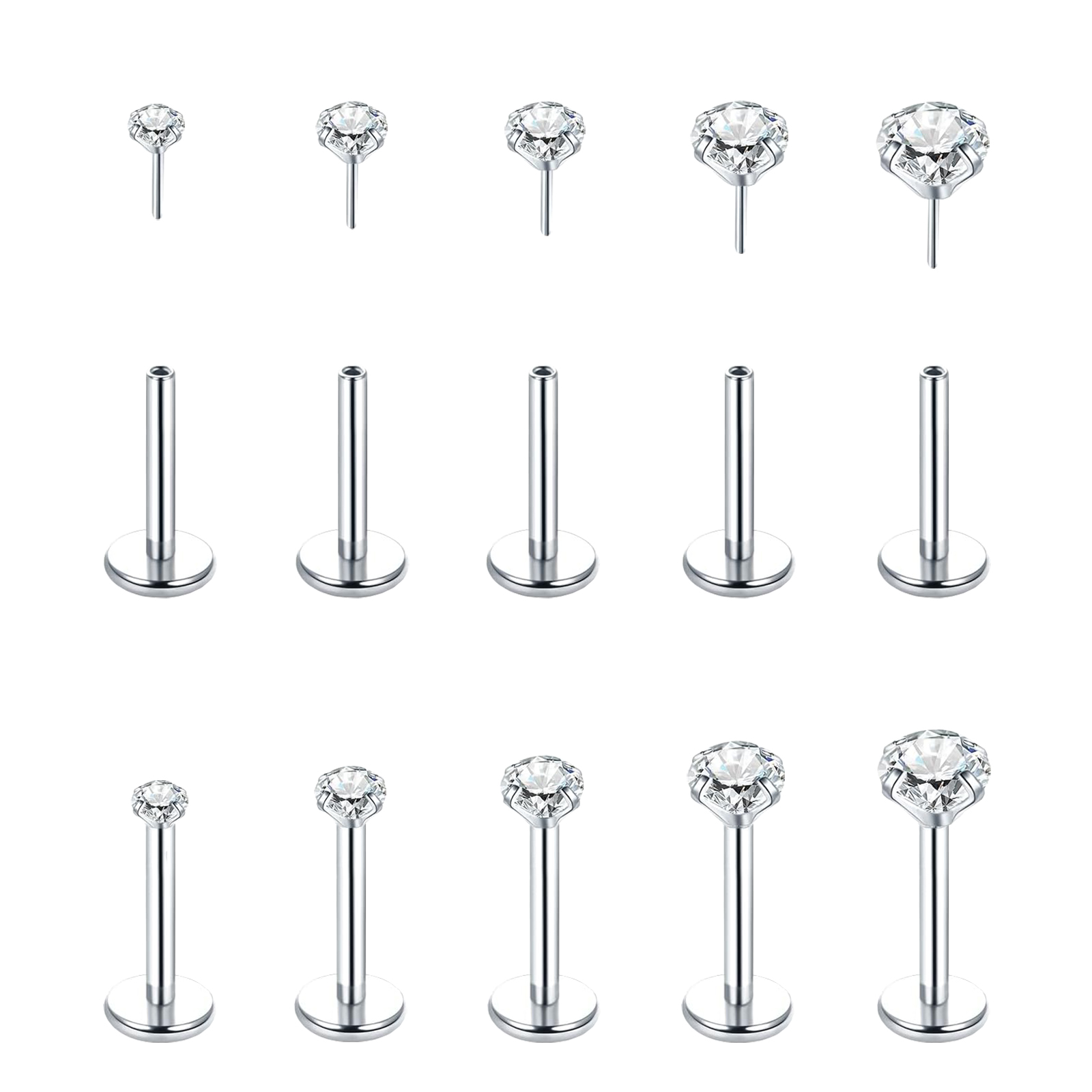 5Pcs 스테인레스 스틸 귀걸이 연골 트라거스 코 피어 - Flat Back Labret Stud 리뷰 및 가격