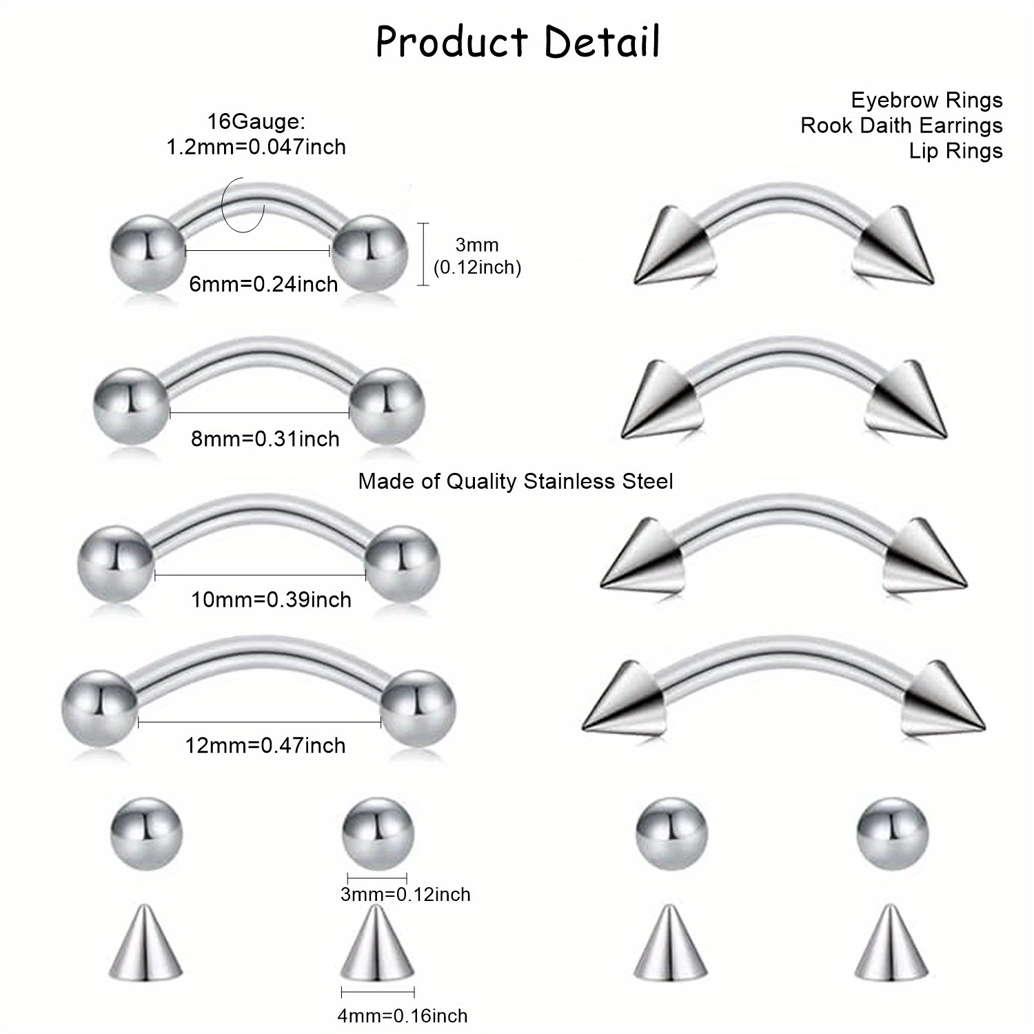 8pcs 루크 피어싱 쥬얼리 루크 귀걸이, 수직 Lab - Body Jewelry Vertical Labret 리뷰 및 가격