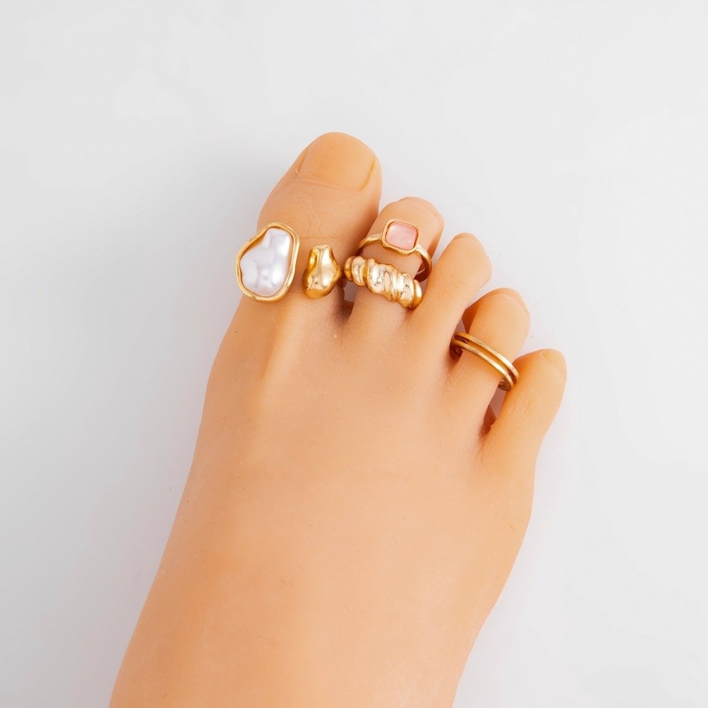 불규칙 진주 발가락 반지 세트, 금속 표면 보석 장식  - Body Jewelry Rings 리뷰 및 가격